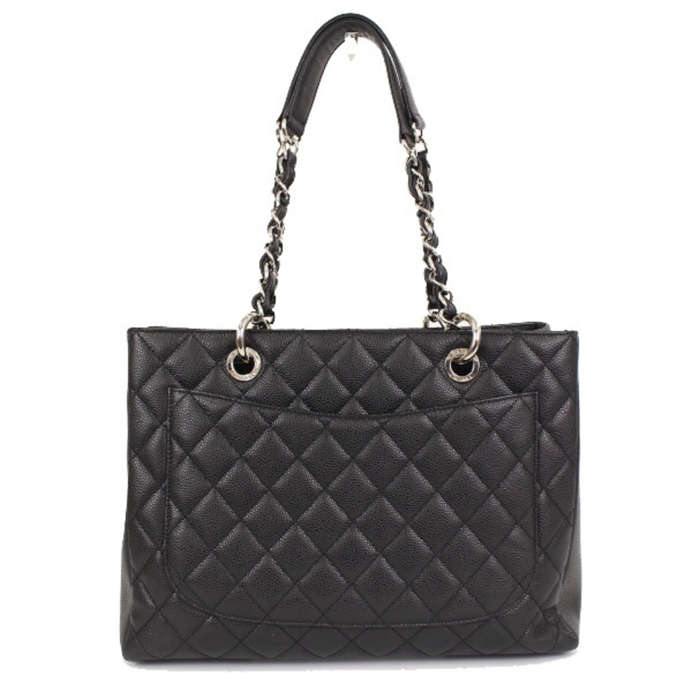 Chanel Chain Tote Bag Caviar Skin Black